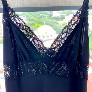 Betsy Johnson Slip Dress Vneck Lace Bodice Trim